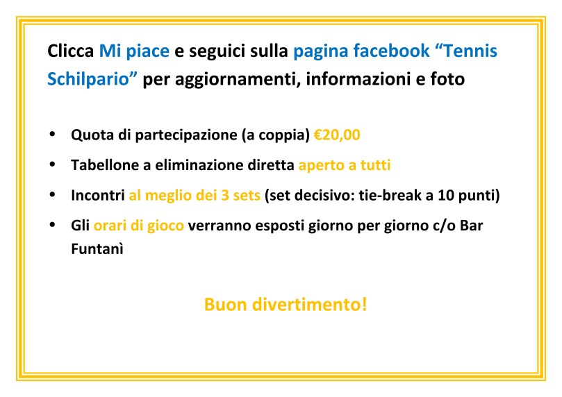 Torneo tennis doppio Schilpario regolamento corsi tennis monza brianza