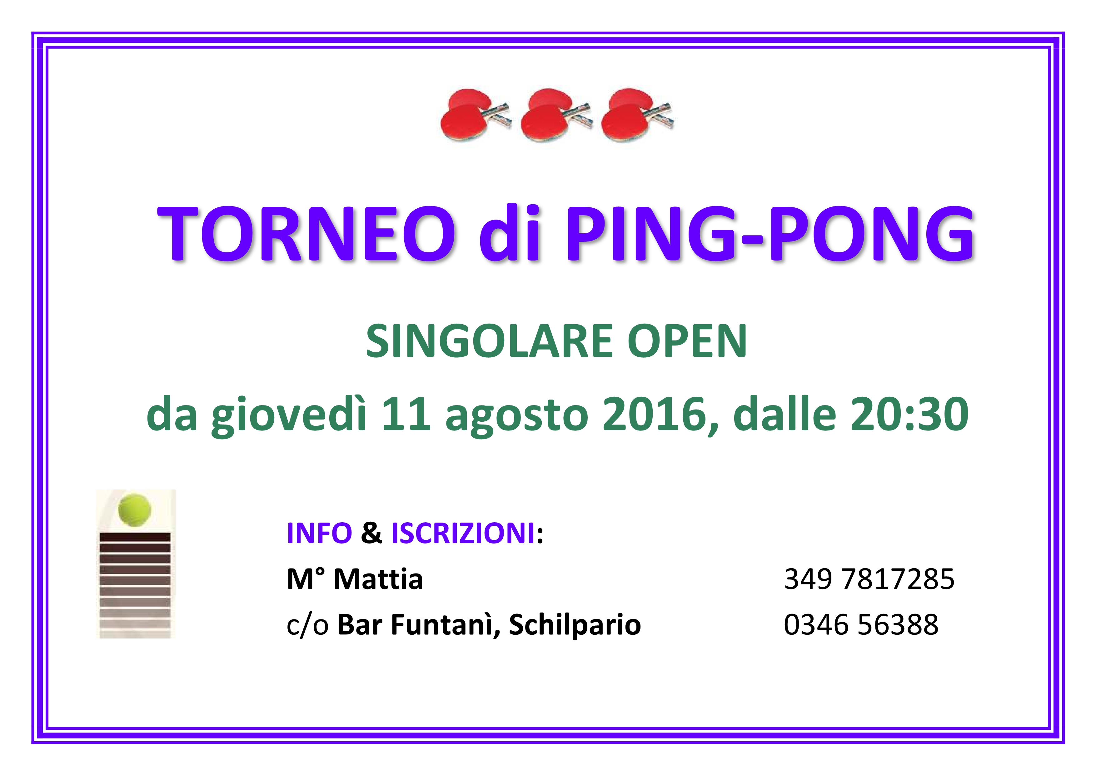 Torneo ping-pong tennis singolare Schilpario corsi tennis monza brianza lesmo
