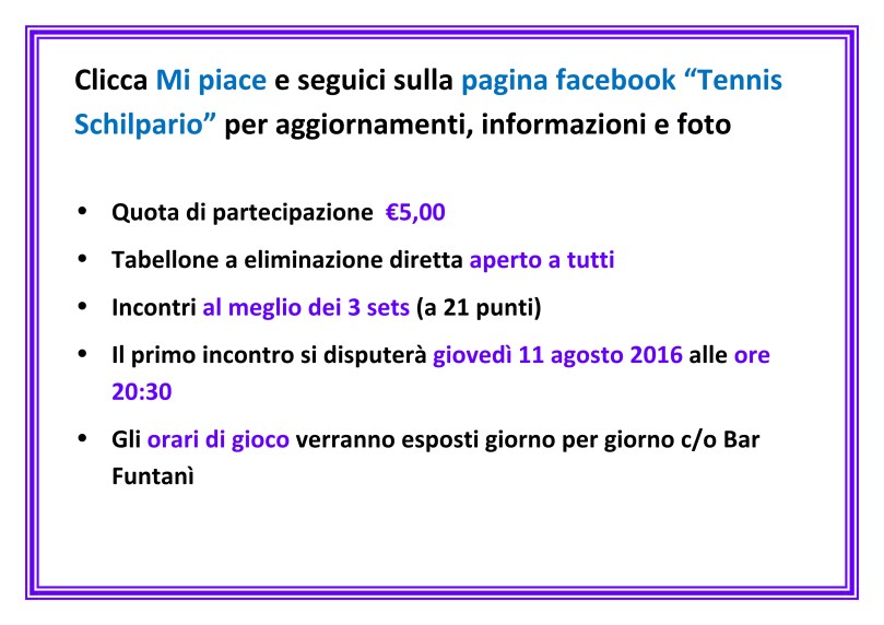 Torneo ping-pong tennis singolare Schilpario regolamento corsi tennis monza brianza lesmo