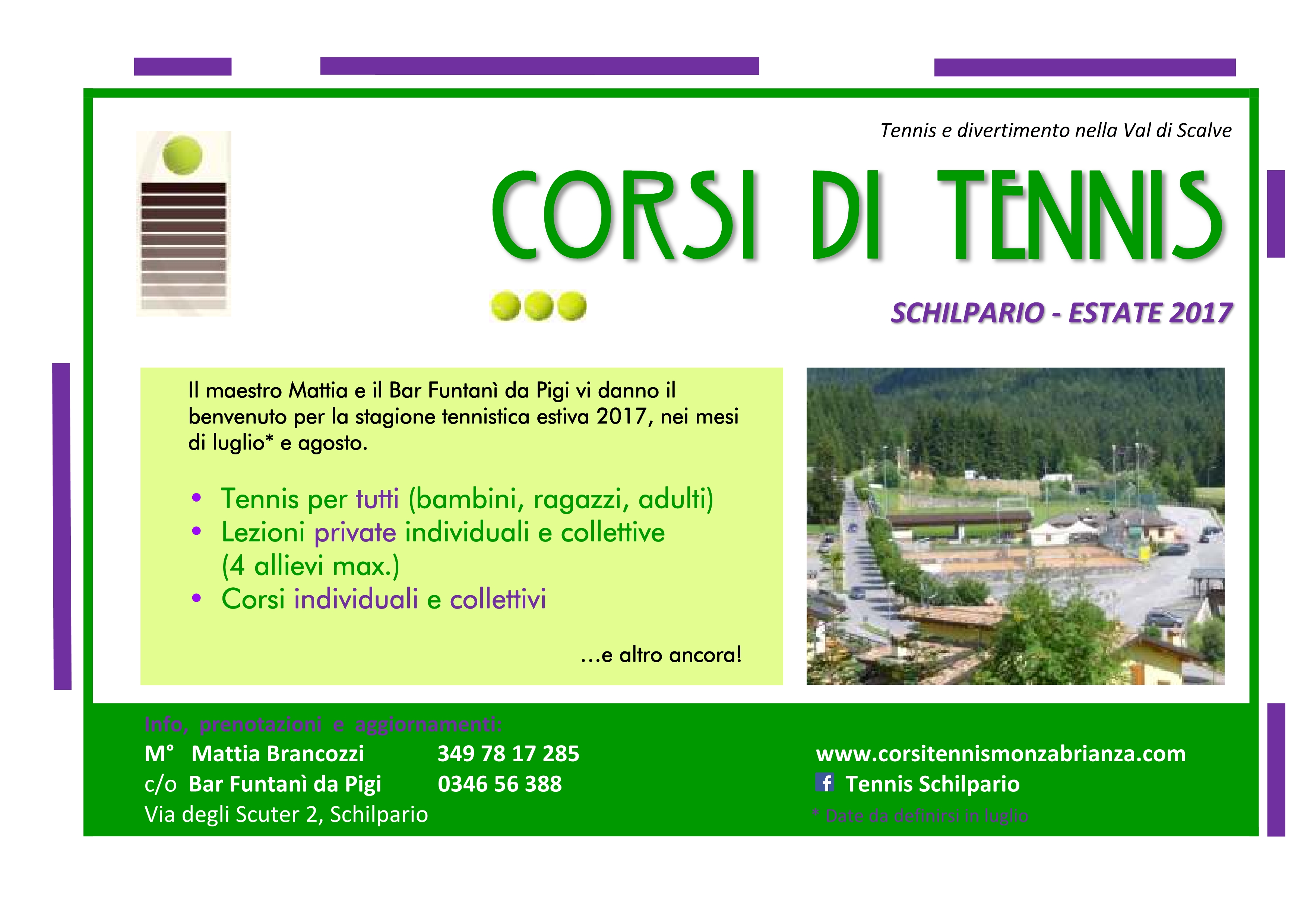 Vuoi imparara a giocare a Tennis? Lezioni Mattia Brancozzi Schilpario