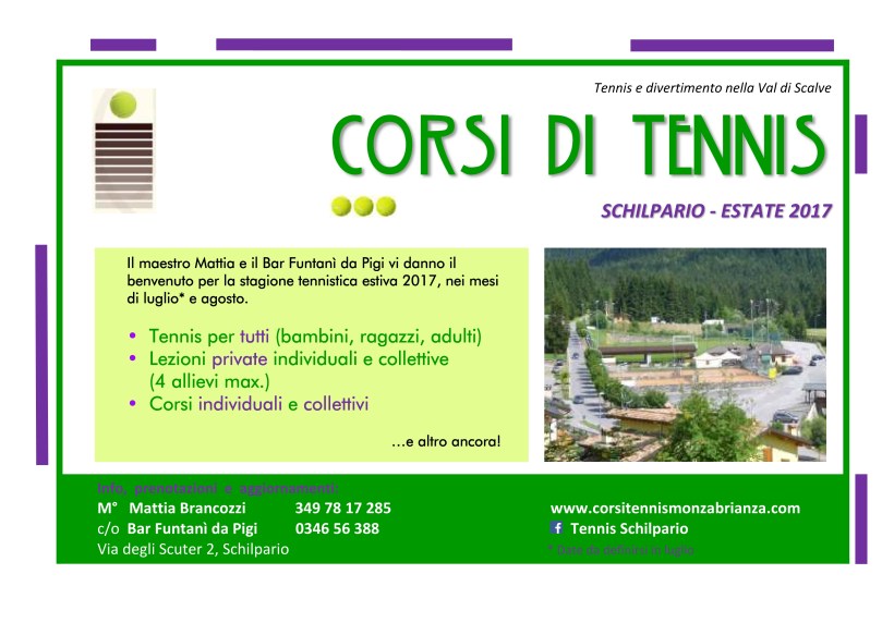 Vuoi imparara a giocare a Tennis? Lezioni Mattia Brancozzi Schilpario