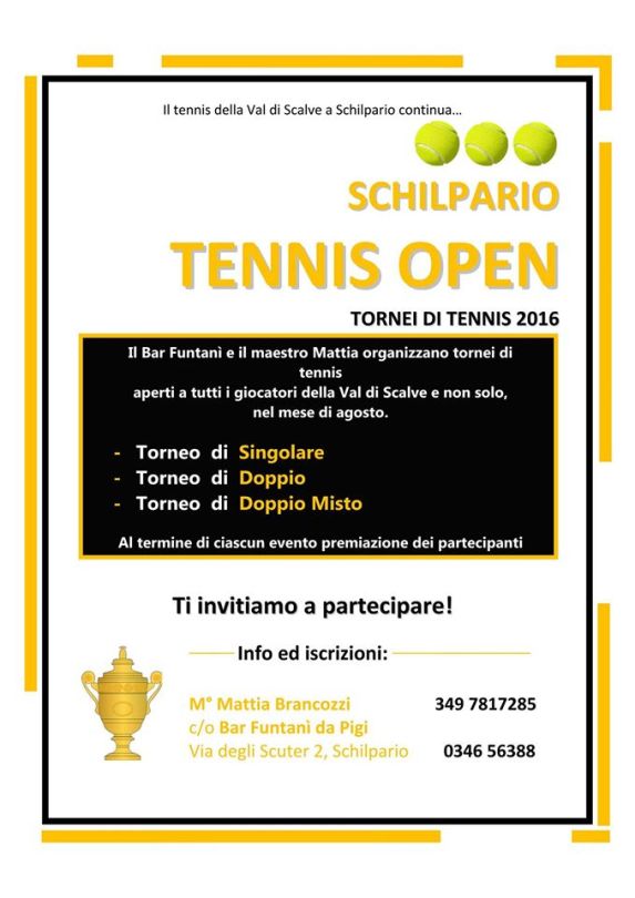 open tennis torneo Schilpario singolare doppio Mattia Brancozzi