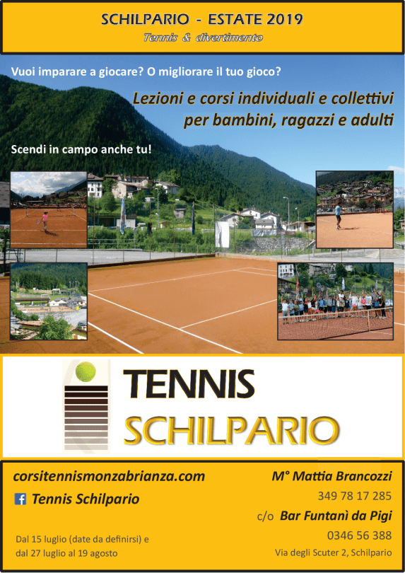 Corsi tennis Schilpario maestro Mattia Brancozzi