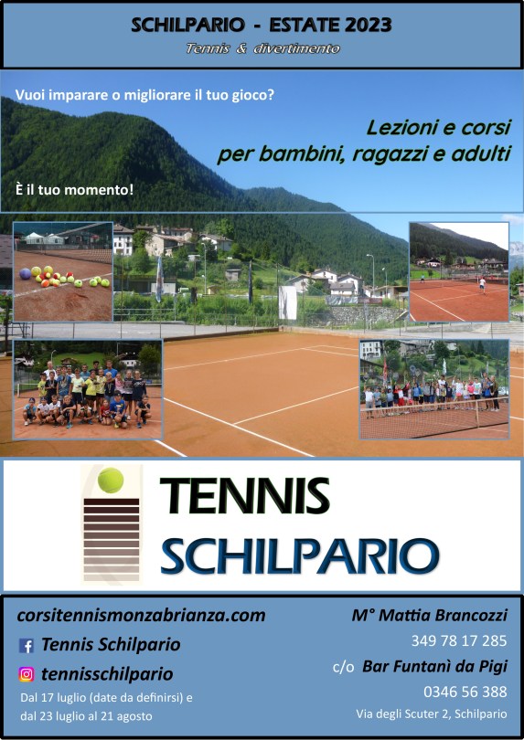 Lezioni corsi Tennis Schilpario 2023 Mattia Brancozzi