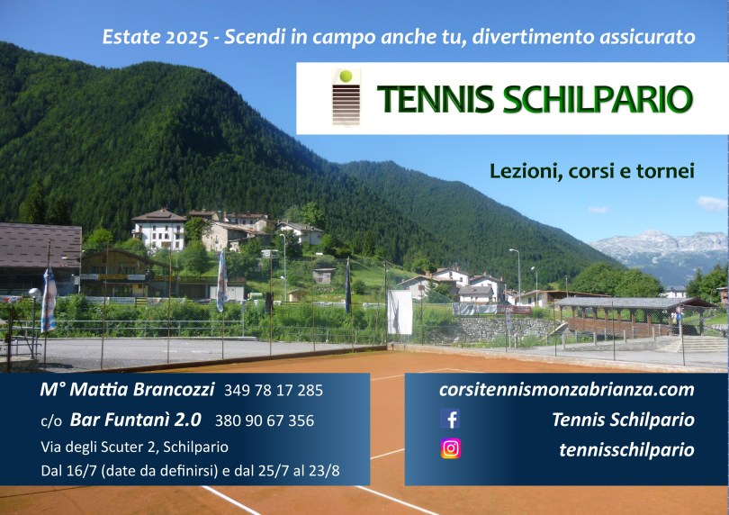Tennis Schilpario locandina estate 2025 Mattia Brancozzi
